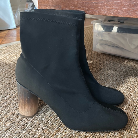 Sydney Brown Scuba Wood Heeled Bootie - Picture 3 of 6
